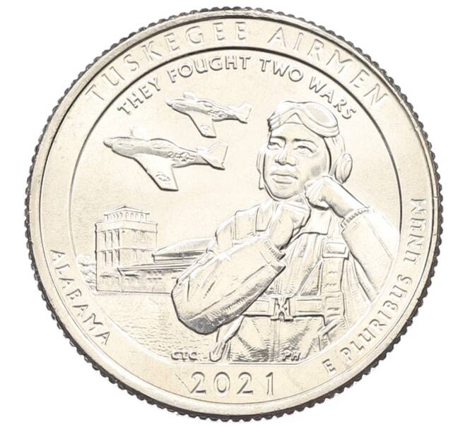 Монета 1/4 доллара (25 центов) 2021 года D США «Национальные парки — №56 Национальное историческое место Пилоты из Таскиги» (Артикул: M2-90149) — Фото №1