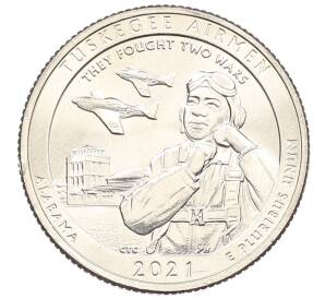 1/4 доллара (25 центов) 2021 года D США «Национальные парки — №56 Национальное историческое место Пилоты из Таскиги» — Фото №1