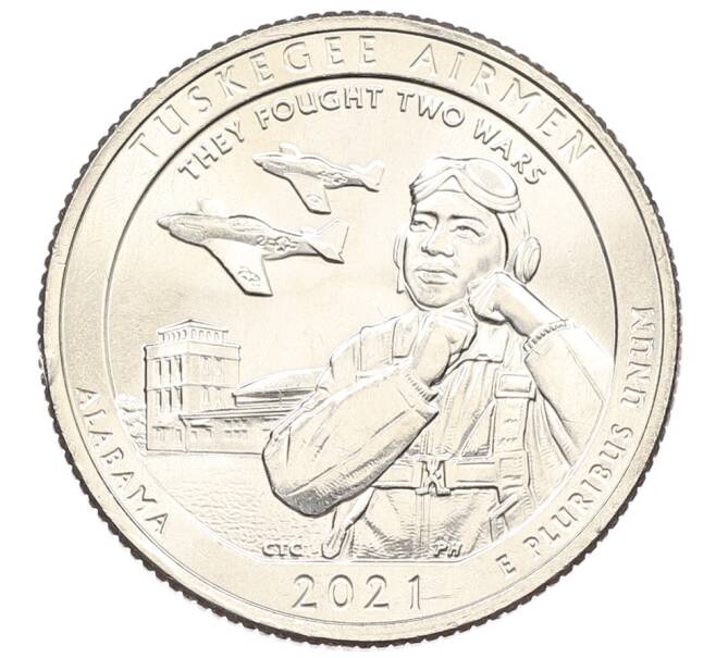 Монета 1/4 доллара (25 центов) 2021 года D США «Национальные парки — №56 Национальное историческое место Пилоты из Таскиги» (Артикул: M2-90150) — Фото №1