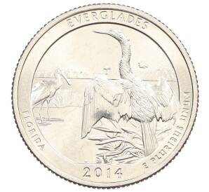 1/4 доллара (25 центов) 2014 года D США «Национальные парки — №25 Национальный парк Эверглейдс» — Фото №1