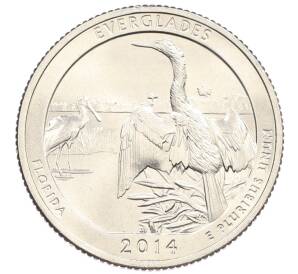 1/4 доллара (25 центов) 2014 года D США «Национальные парки — №25 Национальный парк Эверглейдс» — Фото №1