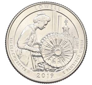 1/4 доллара (25 центов) 2019 года P США «Национальные парки — №46 Национальный исторический парк Лоуэлл» — Фото №1