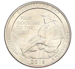 1/4 доллара (25 центов) 2016 года D США «Национальные парки — №32 Национальный парк Камберленд-Гэп» — Фото №1