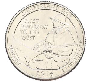 1/4 доллара (25 центов) 2016 года D США «Национальные парки — №32 Национальный парк Камберленд-Гэп» — Фото №1