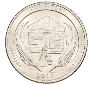 1/4 доллара (25 центов) 2015 года P США «Национальные парки — №26 Национальный монумент Гомстед» — Фото №1
