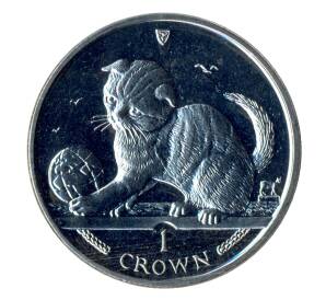 1 крона 2000 года Остров Мэн — Шотландская вислоухая кошка — Фото №1