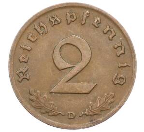2 рейхспфеннига 1937 года D Германия — Фото №2