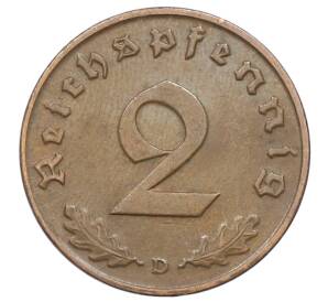 2 рейхспфеннига 1939 года D Германия — Фото №2