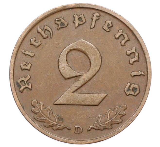 Монета 2 рейхспфеннига 1937 года D Германия (Артикул: K10-3927) — Фото №2