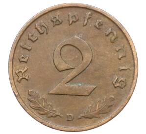 2 рейхспфеннига 1939 года D Германия — Фото №2