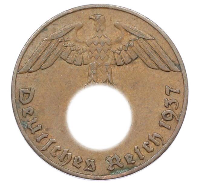Монета 1 рейхспфенниг 1937 года J Германия (Артикул: K10-3969) — Фото №1