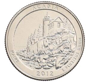 1/4 доллара (25 центов) 2012 года D США «Национальные парки — №13 Национальный парк Акадия» — Фото №1