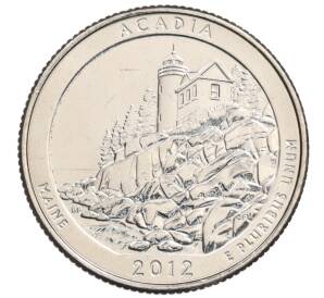 1/4 доллара (25 центов) 2012 года D США «Национальные парки — №13 Национальный парк Акадия» — Фото №1