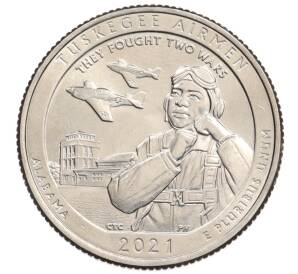 1/4 доллара (25 центов) 2021 года P США «Национальные парки — №56 Национальное историческое место Пилоты из Таскиги» — Фото №1