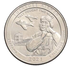 1/4 доллара (25 центов) 2021 года P США «Национальные парки — №56 Национальное историческое место Пилоты из Таскиги» — Фото №1