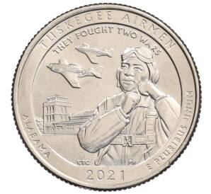 1/4 доллара (25 центов) 2021 года P США «Национальные парки — №56 Национальное историческое место Пилоты из Таскиги» — Фото №1