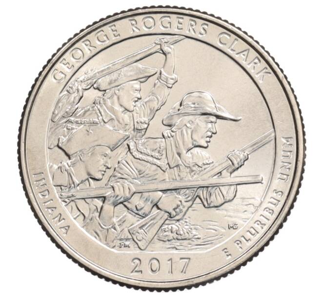 Монета 1/4 доллара (25 центов) 2017 года D США «Национальные парки — №40 Национальный исторический парк имени Джорджа Р. Кларка» (Артикул: M2-90200) — Фото №1