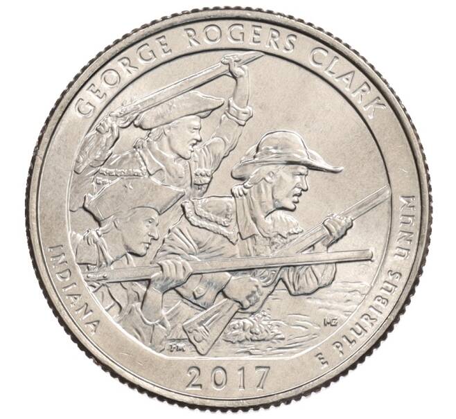 Монета 1/4 доллара (25 центов) 2017 года D США «Национальные парки — №40 Национальный исторический парк имени Джорджа Р. Кларка» (Артикул: M2-90201) — Фото №1