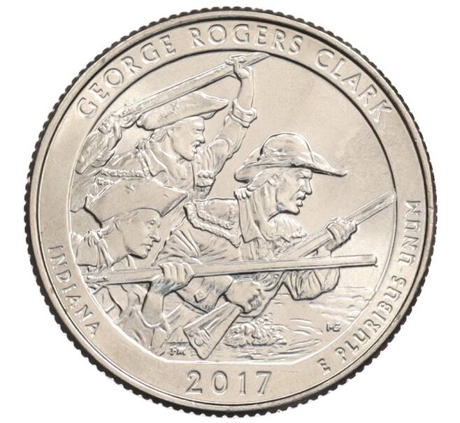 Монета 1/4 доллара (25 центов) 2017 года D США «Национальные парки — №40 Национальный исторический парк имени Джорджа Р. Кларка» (Артикул: M2-90202) — Фото №1