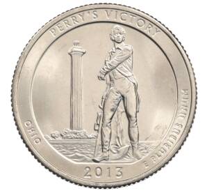 1/4 доллара (25 центов) 2013 года S США «Национальные парки — №17 Победа Перри и Международный мемориал мира» — Фото №1