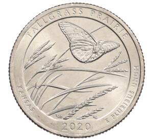 1/4 доллара (25 центов) 2020 года P США «Национальные парки — №55 Национальный заповедник Таллграсс Прейри»