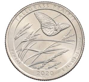 1/4 доллара (25 центов) 2020 года P США «Национальные парки — №55 Национальный заповедник Таллграсс Прейри»