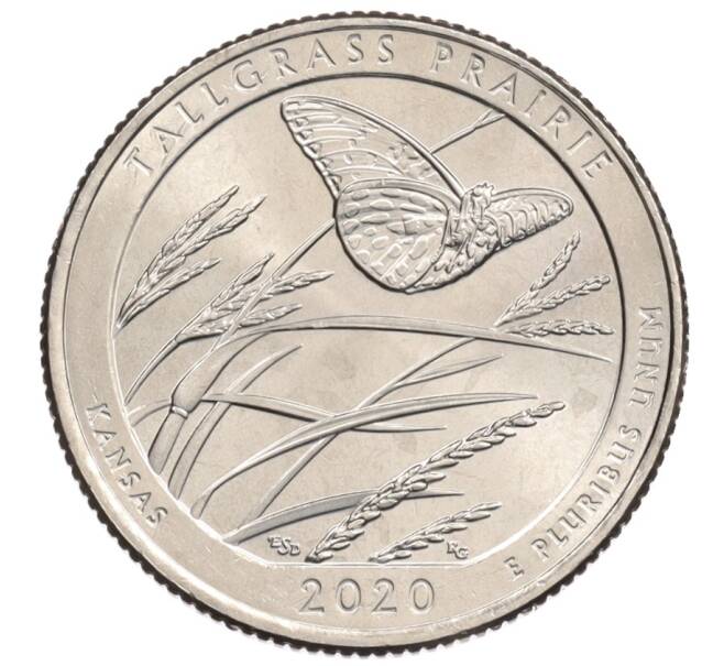 Монета 1/4 доллара (25 центов) 2020 года P США «Национальные парки — №55 Национальный заповедник Таллграсс Прейри» (Артикул: M2-90209) — Фото №1