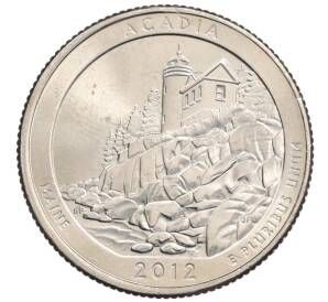 1/4 доллара (25 центов) 2012 года P США «Национальные парки — №13 Национальный парк Акадия» — Фото №1