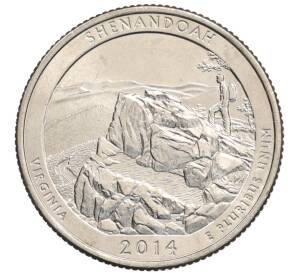 1/4 доллара (25 центов) 2014 года P США «Национальные парки — №22 Национальный парк Шенандоа» — Фото №1
