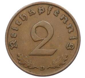 2 рейхспфеннига 1936 года D Германия — Фото №2