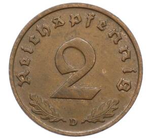 2 рейхспфеннига 1936 года D Германия — Фото №2