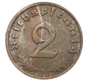 2 рейхспфеннига 1936 года D Германия — Фото №2