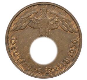 2 рейхспфеннига 1936 года D Германия — Фото №1