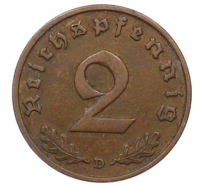 Монета 2 рейхспфеннига 1936 года D Германия (Артикул: K10-4201) — Фото №2