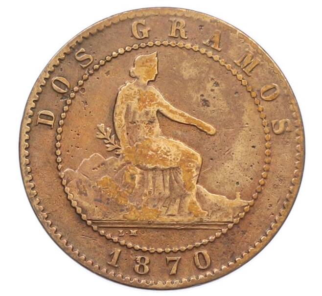 Монета 2 сентимо 1870 года Испания (Артикул: K10-4209) — Фото №1