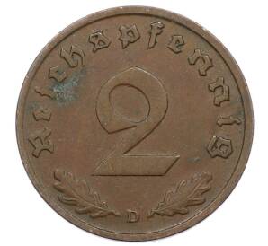 2 рейхспфеннига 1938 года D Германия — Фото №2