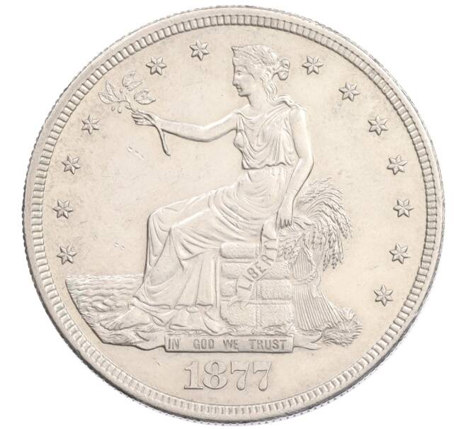 Монета 1 доллар 1877 года S США «Торговый доллар» (Артикул: K10-4151) — Фото №1