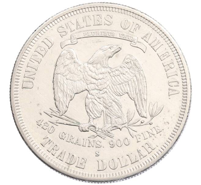Монета 1 доллар 1877 года S США «Торговый доллар» (Артикул: K10-4151) — Фото №2