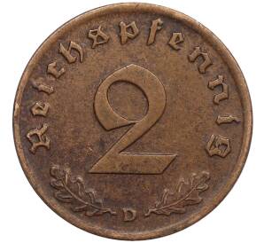 2 рейхспфеннига 1937 года D Германия — Фото №2