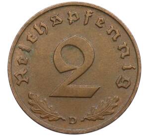 2 рейхспфеннига 1939 года D Германия — Фото №2