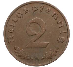 2 рейхспфеннига 1938 года D Германия — Фото №2