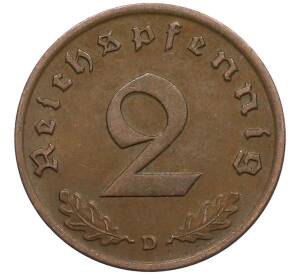 2 рейхспфеннига 1937 года D Германия — Фото №2
