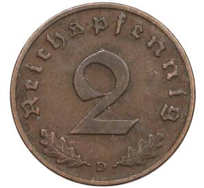 2 рейхспфеннига 1937 года D Германия — Фото №2