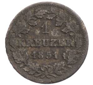 1 крейцер 1851 года Бавария — Фото №1