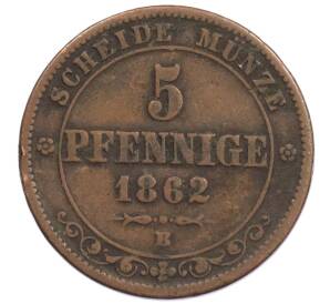 5 пфеннигов 1862 года Саксония — Фото №1
