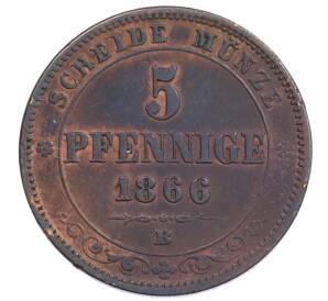 5 пфеннигов 1866 года Саксония — Фото №1