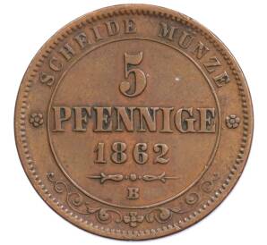 5 пфеннигов 1862 года Саксония — Фото №1
