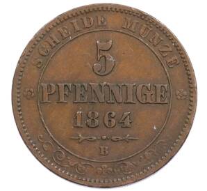 5 пфеннигов 1864 года Саксония — Фото №1
