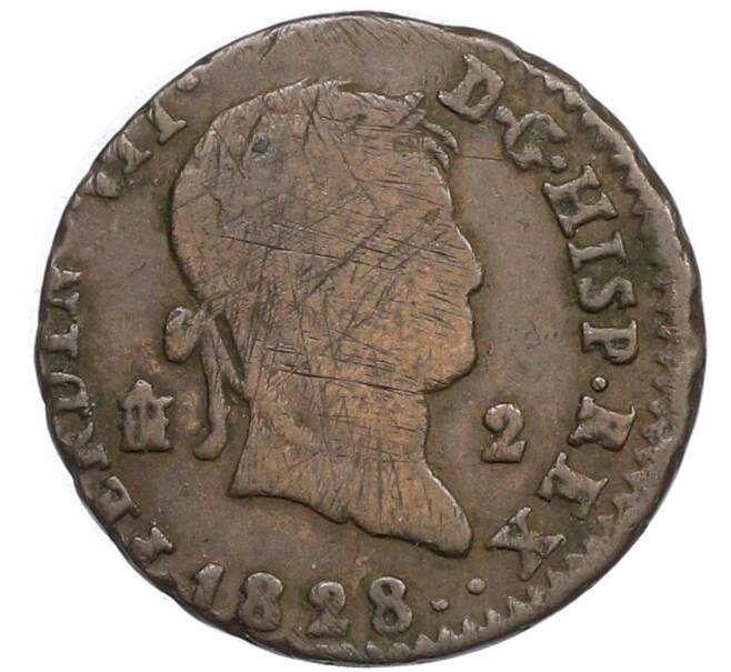 Монета 2 мараведи 1828 года Испания (Артикул: K10-4491) — Фото №1
