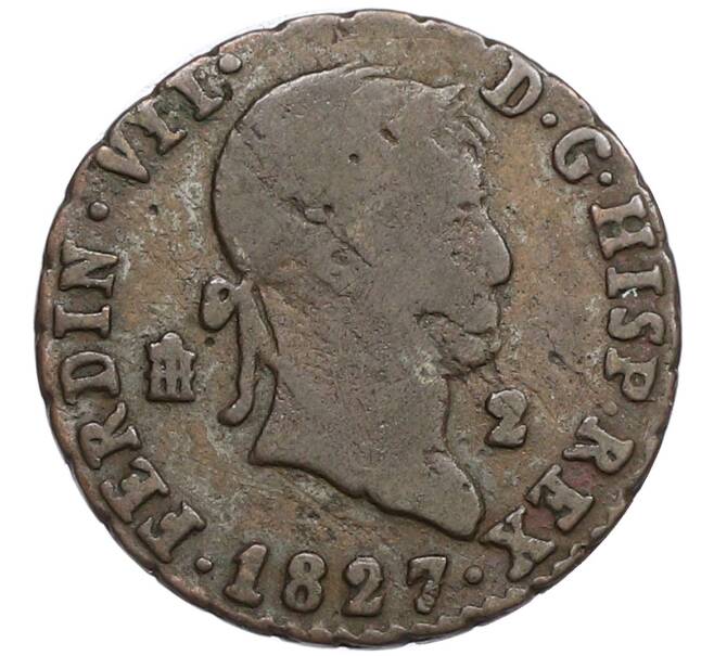 Монета 2 мараведи 1827 года Испания (Артикул: K10-4498) — Фото №1